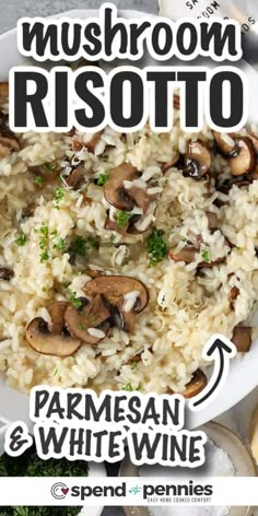 mushroom risotto with parmesan and white wine