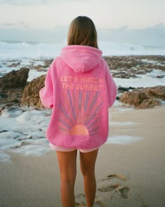 This hoodie has been upgraded to our “Oversized Lux” line of hoodies and changed to our ultra-soft “vintage washed” pink. **Because our “vintage washed” products are washed in small batches, there may be variation in brightness and uniformity of color.** Please refer to the Size Guide before purchasing. The "Let's Watch the Sunset" hoodie is perfect for all of your sunset-watching needs. Use wisely. Hoodie graphics are fully embroidered. Made with our signature Cotton/Poly Fleece Heavyweight ble Dandy Worldwide, Beach Hoodies, Summer Hoodies, Adrette Outfits, Watch The Sunset, Thermal Hoodie, Cute Preppy Outfits, Winter Hoodies, Cute Sweatshirts