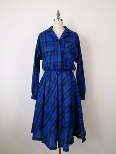 Vintage Blue/Black Plaid Long Sleeve Shirt Dress. Measurements Length     : 43 1/2" Armpit to armpit: 18" Armpit to end of sleeve: 18" Waist         : 23-32" Hip             : Free Condition : Gently used. There's no stains or holes. Good condition. ※Please read the policy before you purchase※ Blue Plaid Dress, Plaid Long Sleeve Shirt, Long Sleeve Plaid Shirt, Dress Measurements, Long Sleeve Shirt Dress, Plaid Dress, Black Plaid, Dress Clothes For Women, Blue Plaid