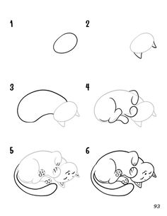 how to draw a sleeping cat step by step instructions for kids and beginners with pictures