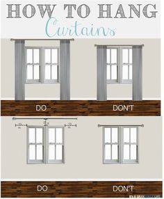 how to hang curtains on the side of a window with measurements for each panel and trim