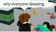 an animated image of two people playing with each other and the text says, why everyone sleeping?