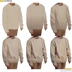 four different views of the same person's sweaters, from front to back