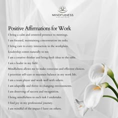 a poem written in the language of positive affirmations for work with white flowers