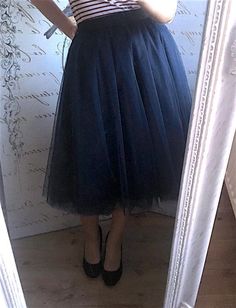 "Beautiful tulle skirt from soft tulle for special occasion. All skirts are made from 4-6 layers of tulle, soft lining and elastic waistband for perfect fit and comfort. Each item are handmade and excelent quality. The model is 5.5ft (166 cm) tall and wears 24\" (61 cm) skirt length (4 layers). The length of the skirt depends on how tall you are - if you are 5.7ft tall, chose 26\" length. Usually tulle skirt sewing takes about 1 week. Shipping to US - 10 till 14 days, to UK - 5 till 7 days. If y Blue Tulle Bottoms For Spring, Spring Blue Tulle Bottoms, Blue Tulle Party Bottoms, Elegant Tulle Skirt For Formal Occasions, Elegant Formal Tulle Skirt, Elegant Pleated Tiered Tulle Skirt, Elegant Full Skirt Tulle Bottoms, Elegant Lined Tulle Skirt, Blue Tulle Skirt For Summer