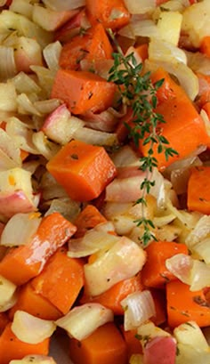 chopped carrots, onions and parsley in a bowl