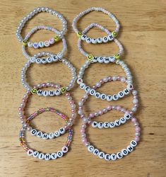 If you are a once, then these Twice kpop bracelets are the perfect addition to your kpop merch! Just choose your style & wrist size, then add your member below💖. Check out our kpop merch section for more unique designs! *Stretchy *Choose from 4 different styles: White pearls, pink & white pearls, Pastels, Bright colors If you have any questions, please don't hesitate to send us a message! We are friendly:) Visit our official website: www.yeetincolorboutique.com and follow us on Instagram: @yeet Twice Beads Bracelet Kpop, Pulseras Aesthetic Kpop, Kpop Bead Bracelets, Twice Bracelet, Twice Colors, Twice Merch, Kpop Bracelet, Kpop Jewelry, Kids Bead Bracelet