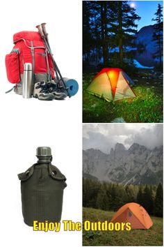 there are many different items that can be found in the wilderness, including camping gear and water bottles