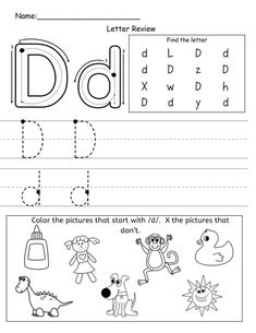 the letter d worksheet for children to learn how to write and draw letters