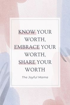 the joyful mama quote on pink and blue watercolor background with white square frame