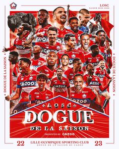 the official poster for the soccer team's match with their respective players in red and white