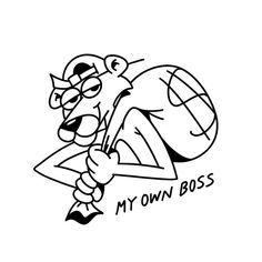 a drawing of a cartoon character with the words my own boss