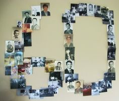 the letter f is made up of many photos and letters that have been placed together