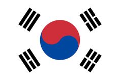 the flag of south korea with four black and red stripes on it's sides