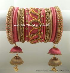 Silk Thread Earrings Designs, Silk Thread Bangles Design, Silk Bangles, Silk Thread Earrings, Thread Bangles Design, Beaded Necklace Patterns, Thread Necklace, Silk Jewelry