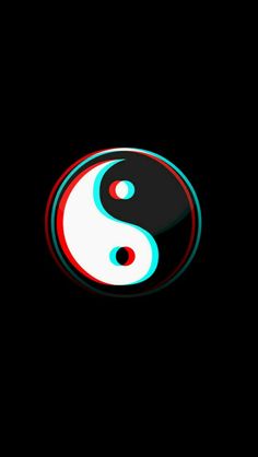 a black background with a white and red yin yang symbol