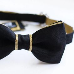 Black and Gold Bow Tie Fitted Gold Bow Tie For Wedding, Classic Black Bow Tie For Groom, Black Tuxedo Ties For Wedding, Black Tuxedo With Ties For Wedding, Black Bow Tie For Groom, Elegant Black Ties For Groom, Black Satin Bow Ties For Wedding, All Black Tuxedo, Wedding Bow Tie Groomsmen