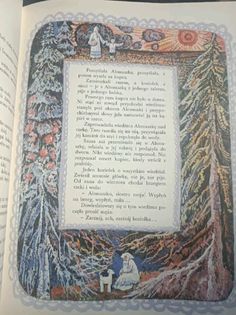 an open book with pictures of people in the woods