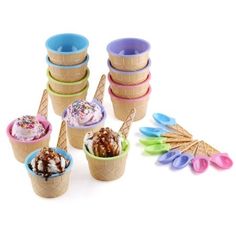 ice cream cones and spoons are on sale at ebay