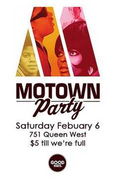 the poster for motowown party featuring two women and one man, with an image of