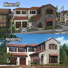 the before and after pictures of a house in minecraft