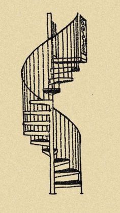 a drawing of a spiral staircase