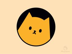 an orange and black cat face in a circle