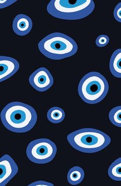 an image of blue and white eyeballs on black background for wallpaper or fabric