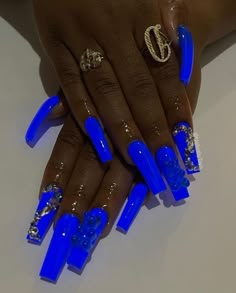 Lightning Nails, Movie Night Box, Coconut Cheese, Gummy Bear Charms, Blue Stiletto Nails, Royal Blue Nails, Aqua Nails, Purple Acrylic Nails