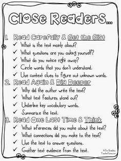 a close reading worksheet to help students learn how to read and understand the text