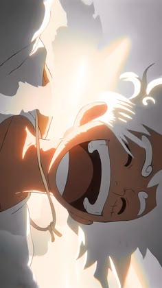 an anime character with his mouth open in the air