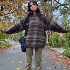 Preppy Mode, Preppy Grunge, Oversized Striped Sweater, Street Y2k, Striped Knitted Sweater, Oversized Sweater Women, Retro Sweater, Y2k Sweater, Pullover Outfit