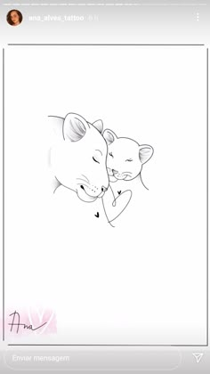 a drawing of two cats hugging each other with the caption's name above it