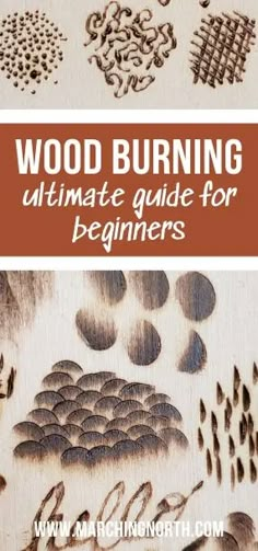 wood burning guide for beginners with text overlaying the image and below it