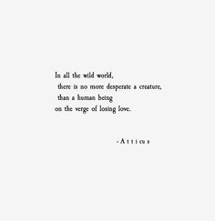 an image of a quote from the book, in all the wild world there is no more desperate a creature, than a human being on the very of losing love