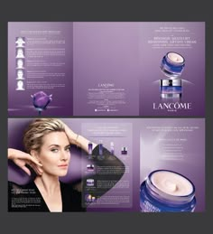 a brochure with an image of a woman's face and the words lancome on it