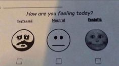 a paper with three different types of emoticions on it and the words how are you feeling today?