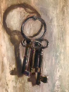 a painting of a bunch of keys on a wall