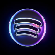 an abstract photo of the logo for spotify on a dark background with neon lights