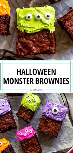 halloween brownies with monster eyes on them