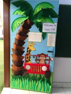 a door decorated to look like a safari theme