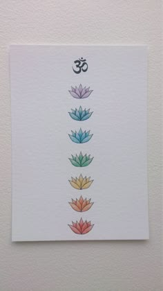 a card with an image of the seven chakras in different colors on it