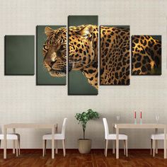 a leopard in the wild with green background multi panel canvas wall art