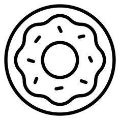 a black and white drawing of a donut