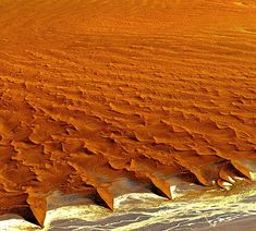 an aerial view of waves in the sand