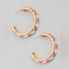 Light Pink Rhinestone Hoop Earrings Chic Pink Hoop Jewelry, Chic Pink Small Hoop Earrings, Chic Small Hoop Pink Jewelry, Chic Small Pink Hoop Earrings, Chic Small Pink Hoop Jewelry, Dolphin Earrings, Retro Earring, Pink Gem, Mother Of Pearl Earrings