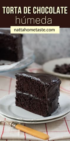 a slice of chocolate cake on a plate