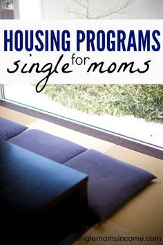 a couch sitting in front of a window with the words housing programs single for moms