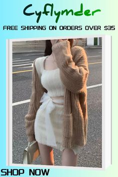 2023 Autumn Sweater Knitted Suits Female Elegant 2 Piece Dress Korean Fashion Even Party Y2k Mini Dress Office Lady Short Skirts Y2k Mini Dress, Fall Knit Sweater, Autumn Sweater, 2 Piece Dress, Dress Office, Dress Korean, Knitted Suit, Korean Dress, Lace Fashion