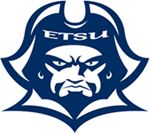 the etsu logo is shown in blue and has an angry look on it's face